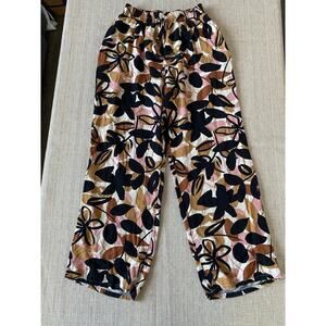 Tullea Floral Linen Blend Wide Leg Pants Size S